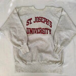 Vintage 90s Champion Reverse Weave St. Josephs University Crewneck Grey XXL